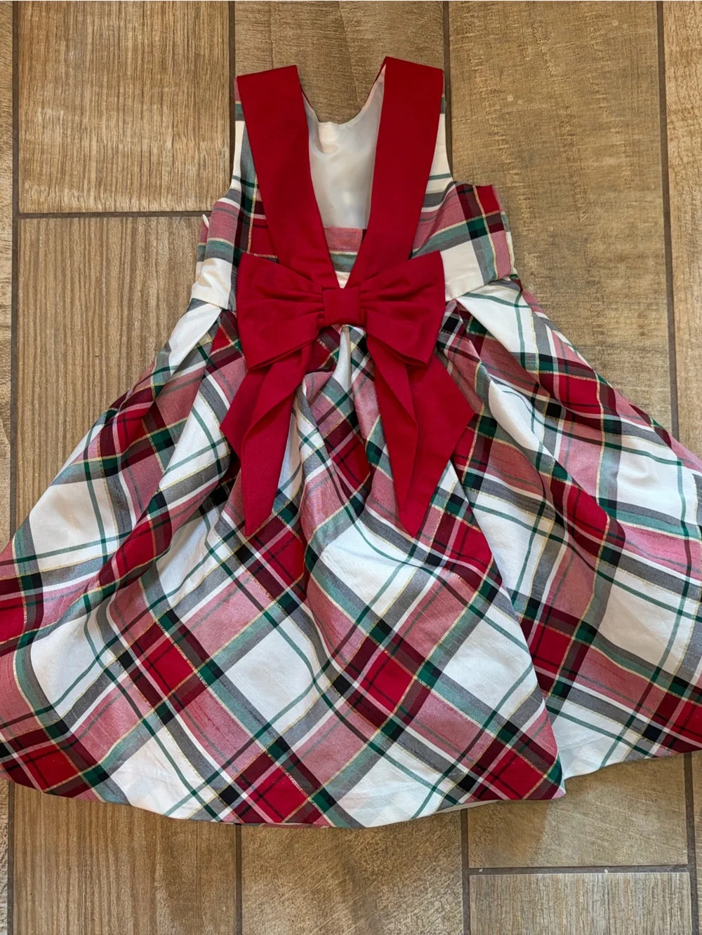 Gymboree Red White and Green Plaid Holiday Dress with Bow